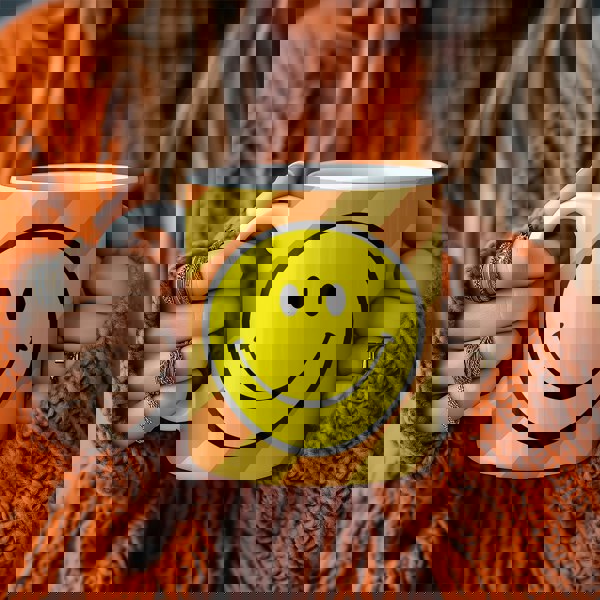 Helter Skelter Tilted Stripe Smiley Mug in Marmalade - Love Frankie