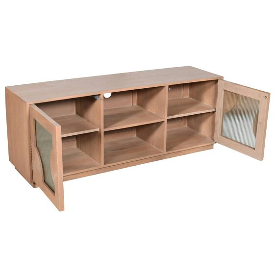 Wyld Haus New Mexico Mango Wood 2 Door TV Unit with Reeded Glass