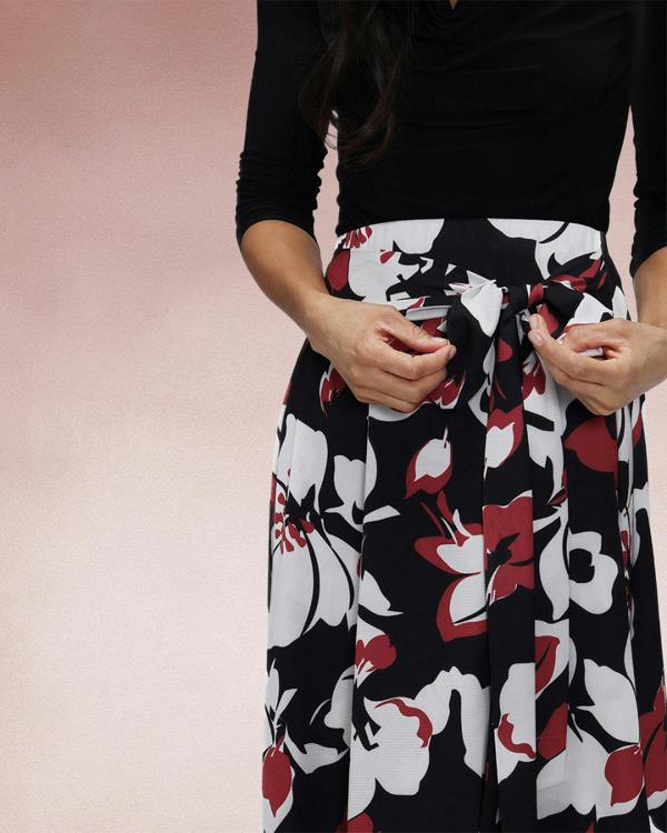 HotSquash Asymmetric Hem Skirt with Bow Ties
