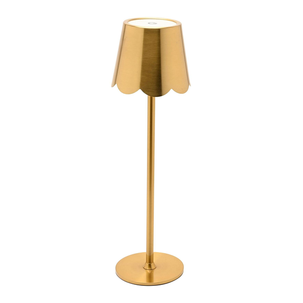 Hestia Scallioped Edge Brass LED Rechargeable Touch Lamp