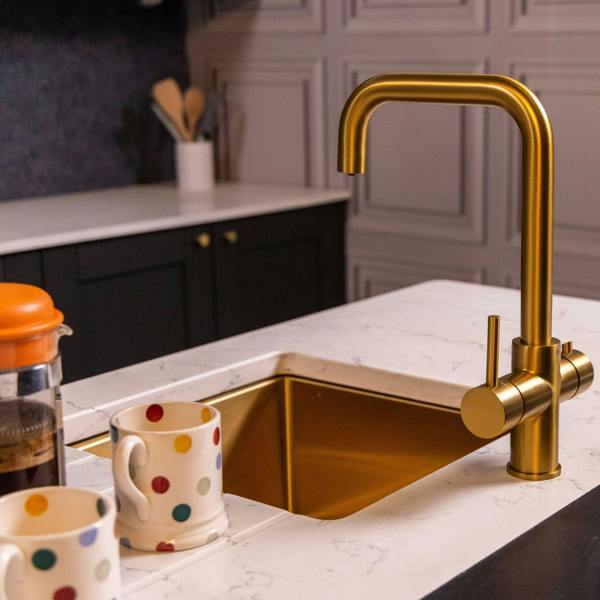Flode Kyld 4 in 1 Instant Boiling & Cold Water Tap with Filtered Chilled Water |  Brushed Gold Finish