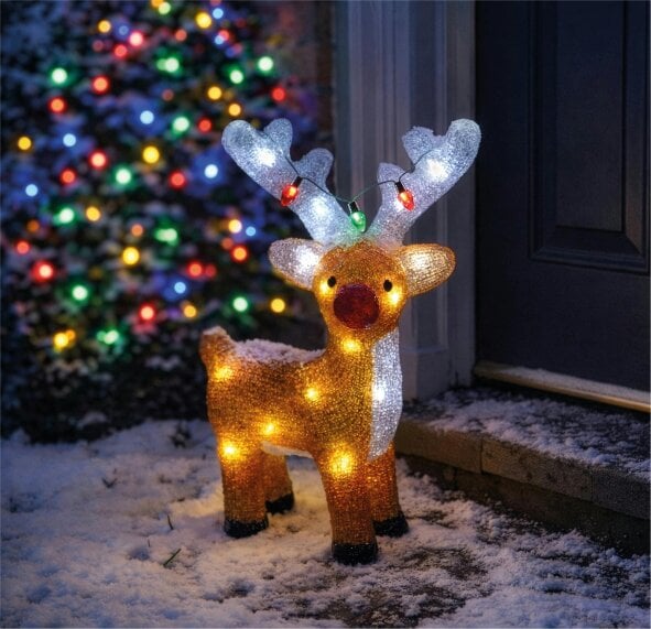 Scotts of Stow Xmas Haus LED Acrylic Deer Battery Operated with Timer