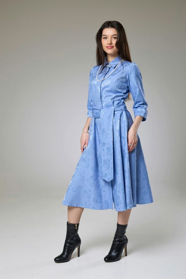 Isha's Timeless collection Sky Blue Petals Sleeved Dress