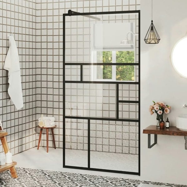 Berkfield Walk-in Shower Wall with Clear ESG Glass 80x195 cm Black