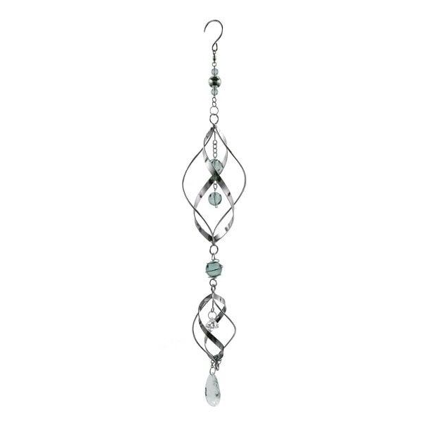EDH Door Hardware Double Stainless Steel Spiral Spinner – 57cm x 9cm x 9cm | Elegant Garden Wind Spinner | Durable Outdoor Décor for Patios, Gardens