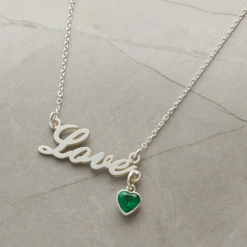 Christopher James of London Personalised Sterling Silver Birthstone Name Necklace