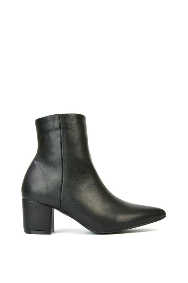 XY LONDON Pointed Toe Low Block Heel Ankle Boots