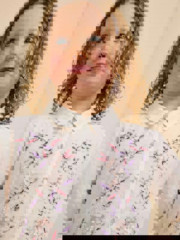 GWD Ellie Embroidered Shirt White Dress