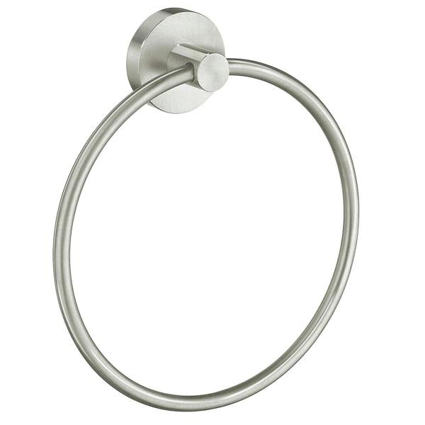 Brushed nickel towel ring