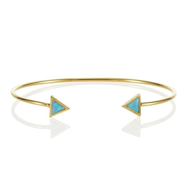 Gold Triangle Opal Bangle Bracelet - namana.london