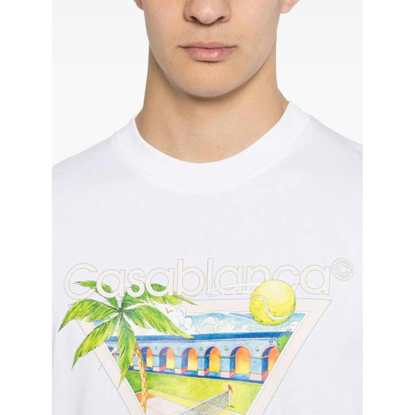 Casablanca Tennis Club Icon Printed Style Icon Tennis Club Icon Printed T-Shirt in White T-Shirt   in  White