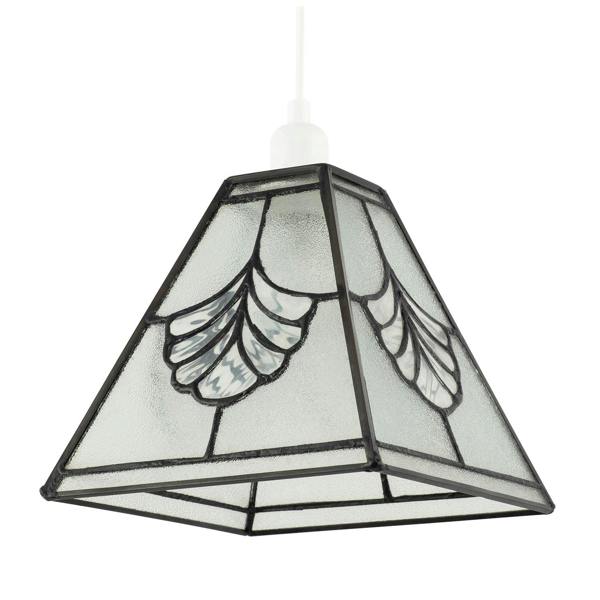 Traditional Clear Glass Tiffany Pendant Light Shade with Floral Panels Image 5