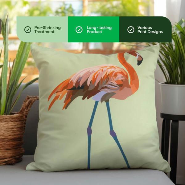 Gardenwize Pair of Outdoor Scatter Cushions – Solo Flamingo Design