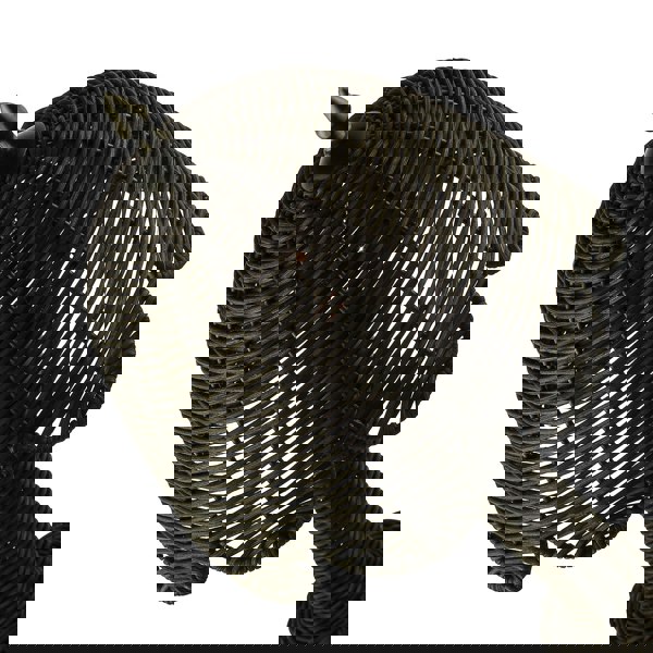 Washed Black Woven Rattan Table Lamp with Scallop Shade and Switch Image 5