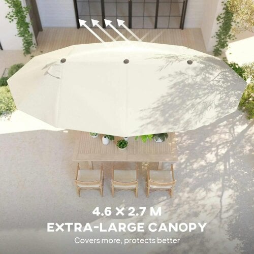 Bobobiy 4.6m Double Garden Parasol - Beige