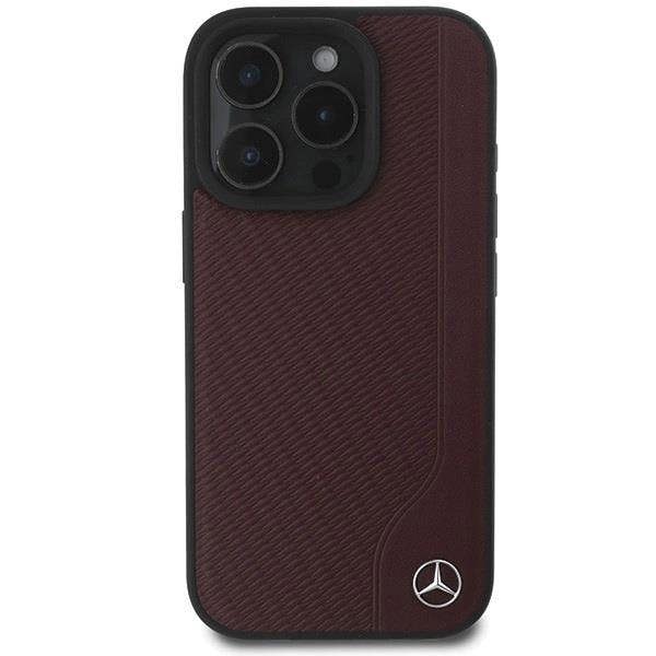 Mercedes MB Wood Imitation Leather Case with MagSafe for iPhone 16 Pro Max 6.9" Red - MEHMP16X23RBGVR