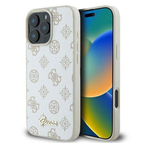 Guess Peony Script Logo Case with MagSafe for iPhone 16 Pro Max 6.9" White - GUHMP16XPGPYSH