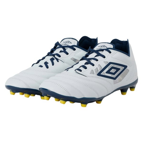 Umbro Mens Tocco IV Premier Firm Ground Football Boots - White/Poseidon/Blazing Yellow