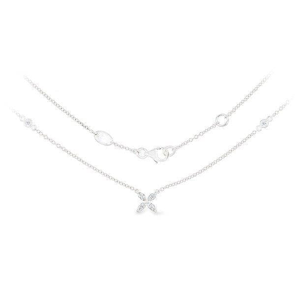 Sarah Layton Single Flower Diamond Pendant, 0.33ct - 18ct White Gold