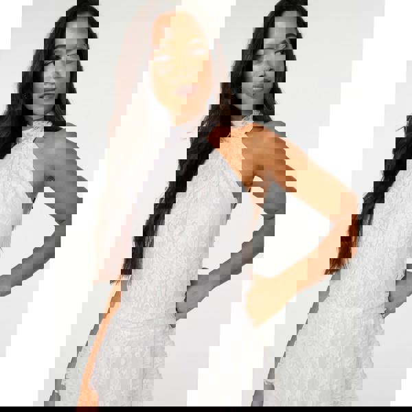 Pink Vanilla Halter Lace Peplum Playsuit