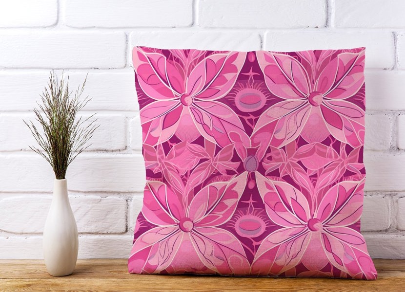 Warren Reed Pink Abstract Floral Design Cushions