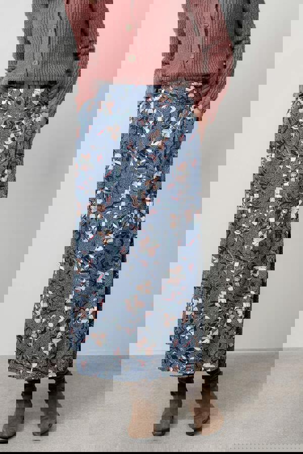 Alice Printed Midi Skirt Navy | Lily and Me Clothing