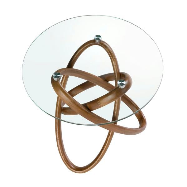 Angel Cerdá Round corner table in tempered glass and walnut 2126