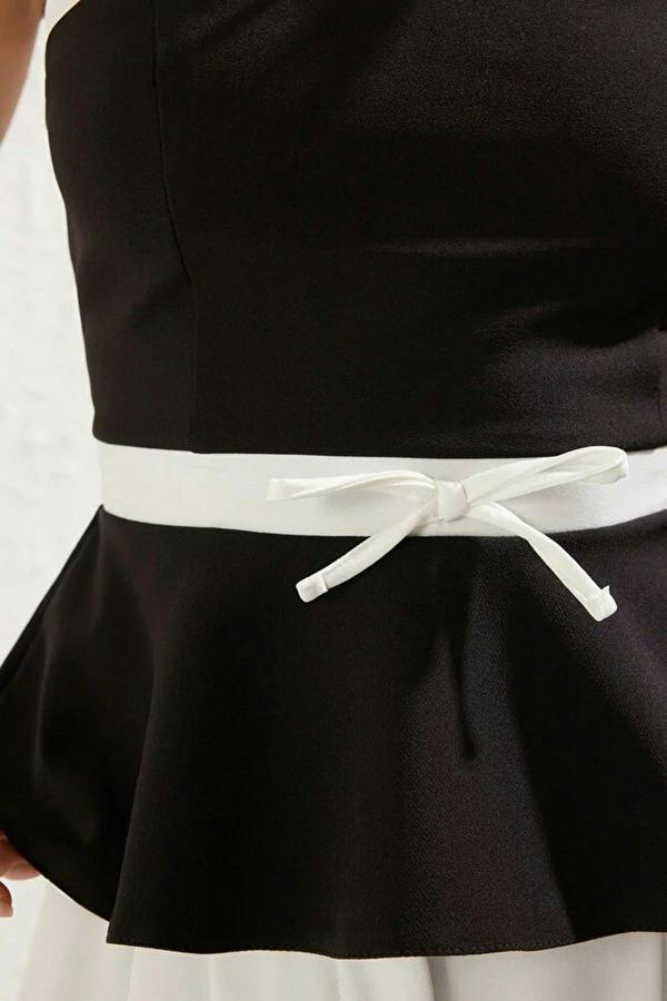 WOVCOR Strapless Bow Detail Woven Bustier