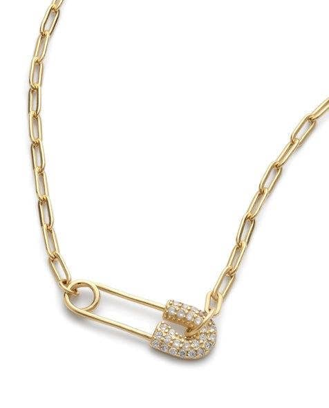 Dainty 14K Gold Safety Pin Choker - Necklaces - Elk & Bloom