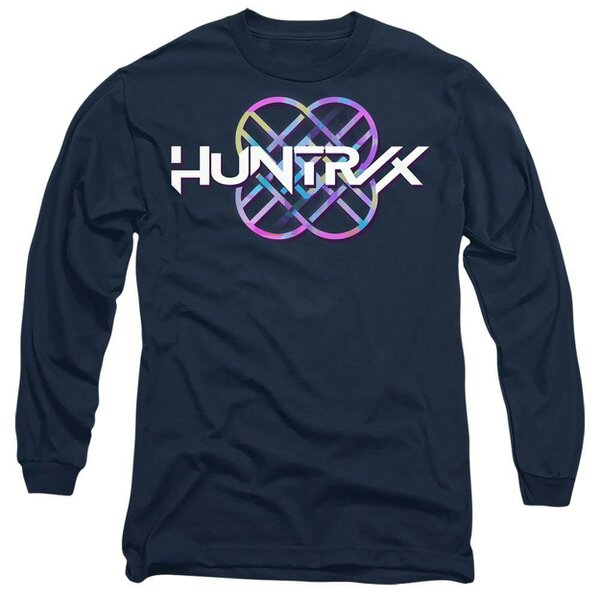 K-Pop Demon Hunters Unisex Adult Huntr/X Pastel Logo Long-Sleeved T-Shirt - Navy