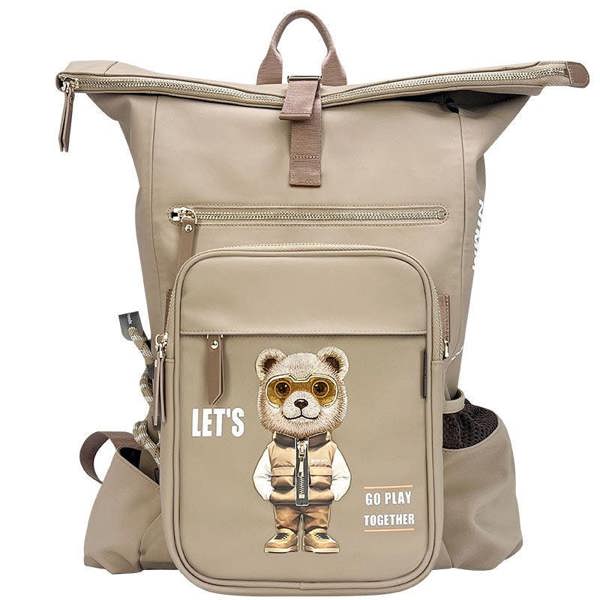 Nimmy Friends Nimmy Cool & Cute 2.0 Brown Bear Laptop Backpack with Detachable Pouch Khaki - N-KM-DNBB-011-A