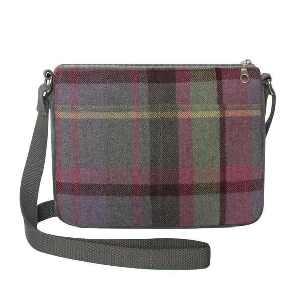 Earth Squared Cat & Rose Tartan Tweed Messenger Bag