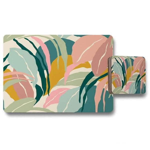 Benjamin Tate Design artistic abstract leaves (Placemat & Coaster Set)