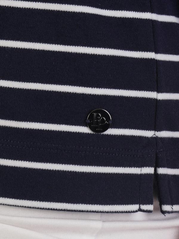 PennyPlain Stripe Square Neck Top- French Navy/ivory
