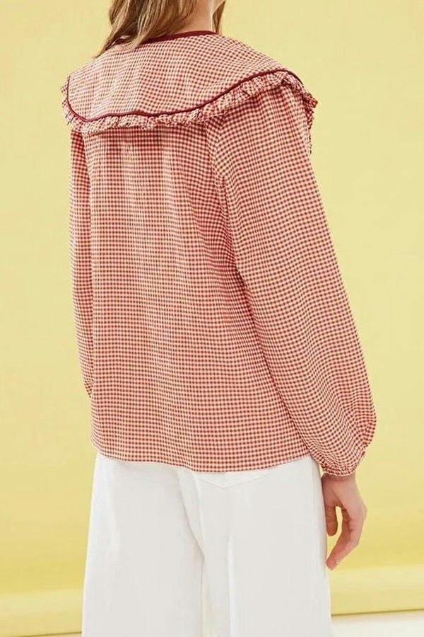 WOVCOR Patterned Baby Collar Woven Shirt