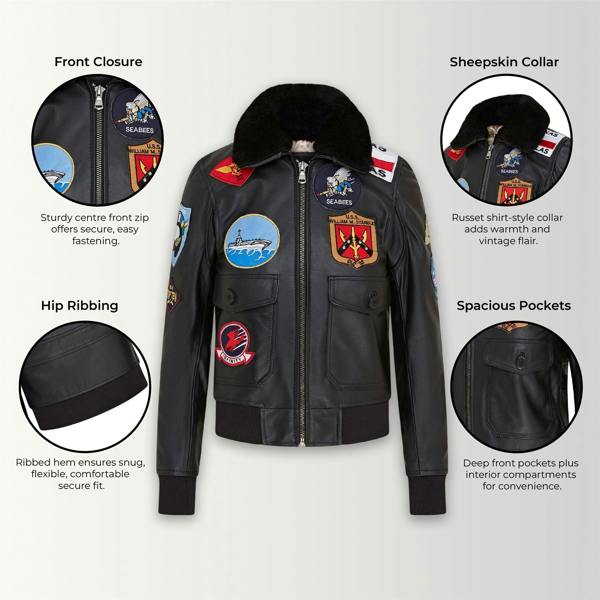 Infinity Leather Women's A2 Top Gun Leather Bomber Jacket-Sunbury