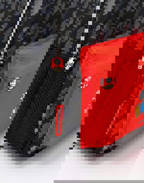 Nintendo Boys Black Logo, Mario Placement Print / Moulded Toad Zipper Backpack (One Size)