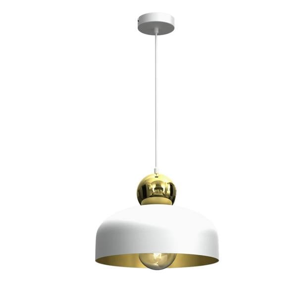 Milagro Harald Hand Made Pendant Lamp Matt White Luxurious Gold Detail