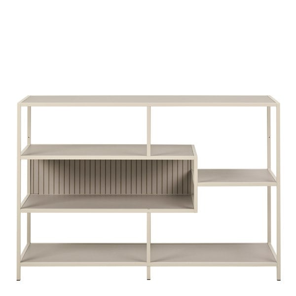 Furniture To Go Seaford Wide Grey Steel Bookcase With 4 Grey Melamine Shelves
