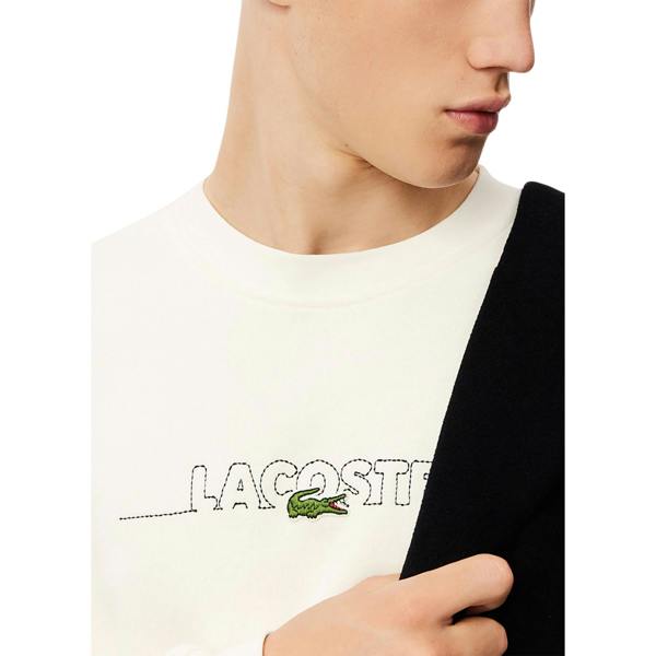 Lacoste Mens Embroidered Logo Drop Shoulder Sweatshirt - White - 