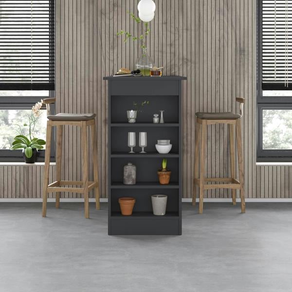 Decortie Swallow Modern Kitchen Bar Dining Table with 4-Tier Storage Shelves H 102cm
