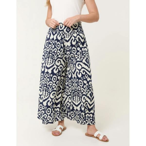 Blue Vanilla Shirred Waist Wide Leg Trousers