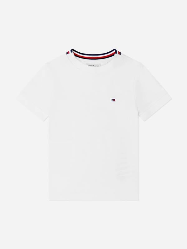 Tommy Hilfiger Boys Tape Detail Pique T-Shirt in White