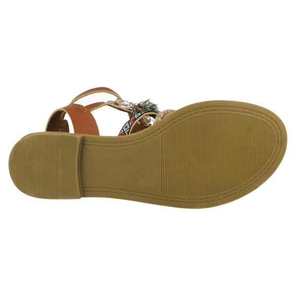Savannah Ladies Savannah Flat Strappy Beaded Sandals