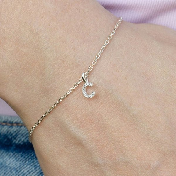 Crystal Initial Dainty Chain Bracelet - MYLEE London