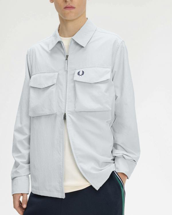 Fred Perry Mens Ripstop Pocket Overshirt - Dusky Blue 28A | CHO | Designer Mens Overshirts