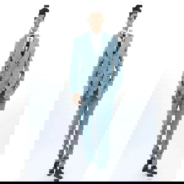 TruClothing IM32 - Men's Plain Turquoise Blue 3 Piece Suit