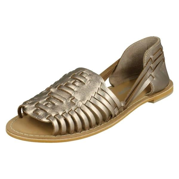 Leather Collection Ladies Leather Collection Flat Weave Sandals F00145