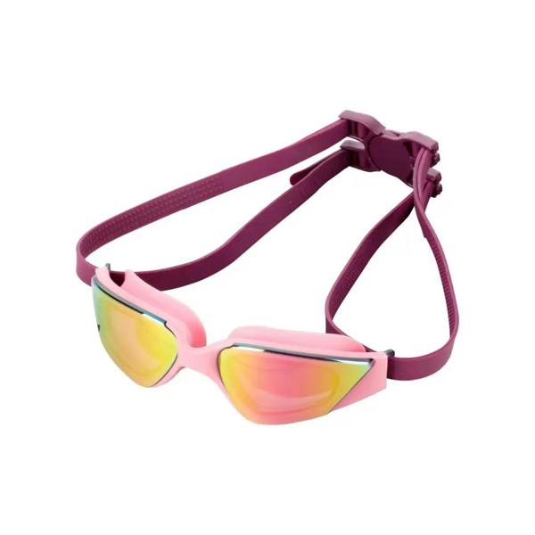 Fashy Splash L mirrored female swim goggles in pink and purple with gold accents