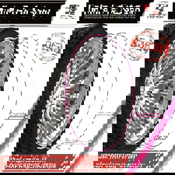 RimPro-Tec Group 4x Silver Base's 4x Pink Pinstripe's / RimPro-Tec® Wheelbands™ car wheel styling kit